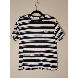Cotton And Co  Shirt‎ Women's Size MEDIUM Navy/White Horizontal Stripe Casual